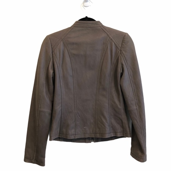 Michael Kors Genuine Leather Brown Moto Jacket xs - Picture 14 of 14